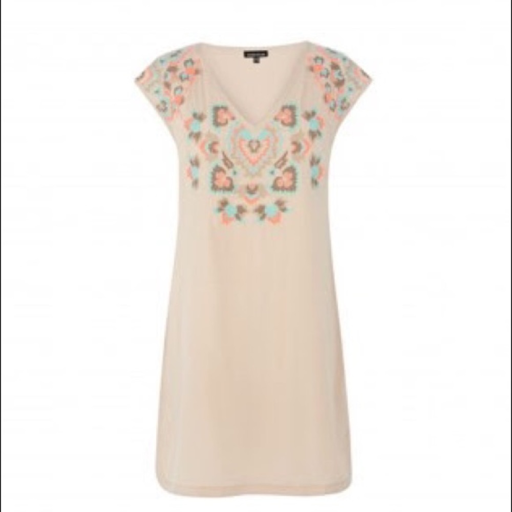 WAREHOUSE Embroidered T-shirt Dress